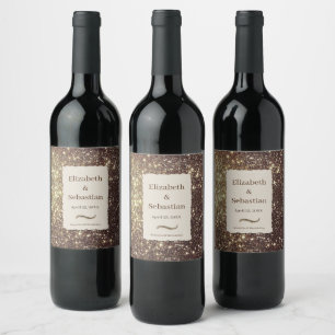 Gold mousserande glitter vinflaska etikett
