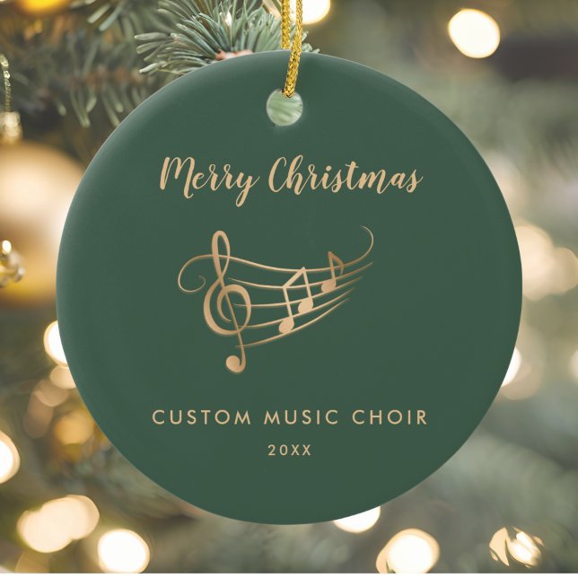 Gold Music Notes Choir Ensemble Elegant Christmas Julgransprydnad Keramik (Skapare uppladdad)