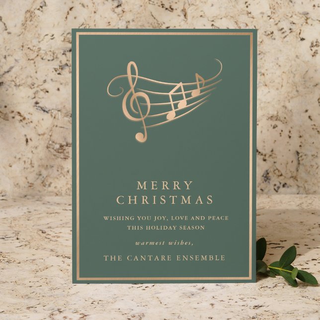 Gold Music Notes Elegant Musical Christmas Card Julkort (Skapare uppladdad)