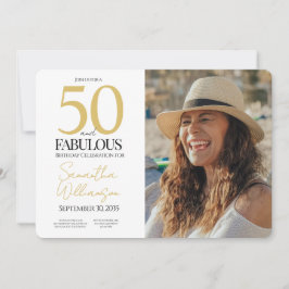Gold & Navy | 50th Elegant Fabulous Birthday Party Inbjudningar