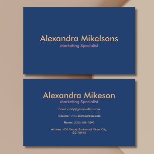 Gold Navy Blue Pink Minimalist Modern Professional Visitkort