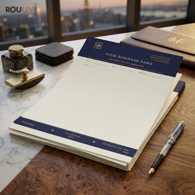 Gold Navy Executive Letterhead | Luxury Business  Brevhuvud (Gold Navy Executive Letterhead | Luxury Business Stationery)