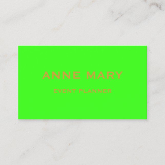 Gold Neon Green Elegant Wedding Event Planner Visitkort (Framsida)