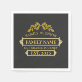 Gold Oak Leaf Family Reunion Custom Name and Year Pappersservett