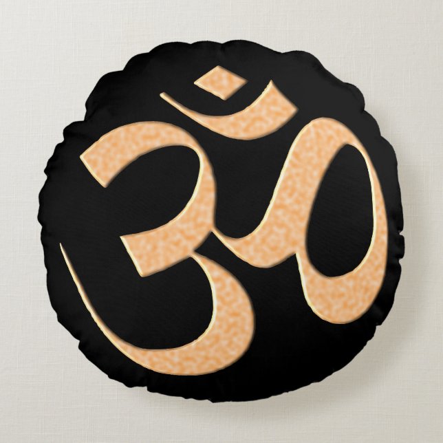 Gold Om  Rund Kudde (Framsidan)