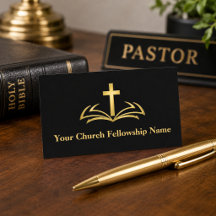 GOLD Open Bible Cross Logo Church Pastor