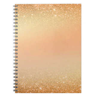 Gold & Orange Notebook with Sparkle Glam Aesthetic Anteckningsbok