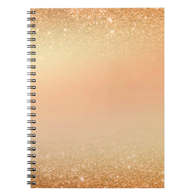 Gold & Orange Notebook with Sparkle Glam Aesthetic Anteckningsbok (Framsidan)