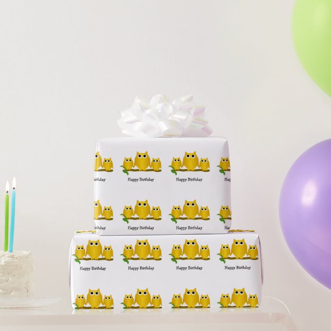 Gold Owls Design Birthday Gift Presentpapper (Festgåvor)