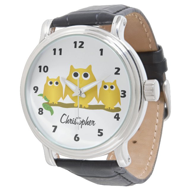 Gold Owls Design Personalised Armbandsur (Vinklad)