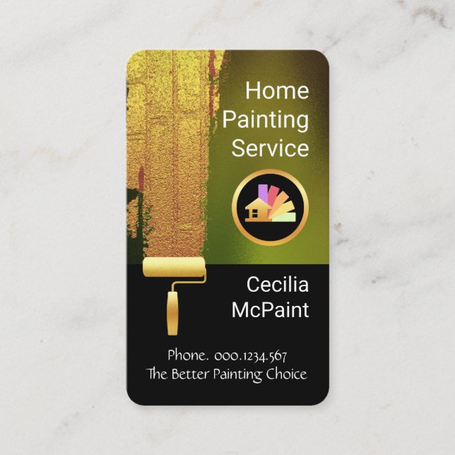 Gold Paint Brush Painting Wall Visitkort (Framsida)