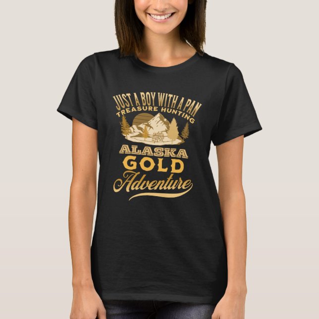 Gold Panning   USA Nugget Love Alaska Outdoors T Shirt (Framsida)