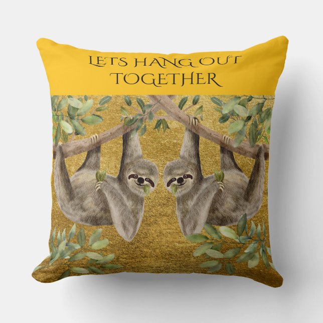 Gold Pillow - Sloth Design  Kudde (Framsida)