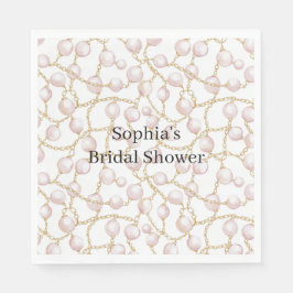 Gold Pink Glam Pearls Bridal Shower Pappersservett