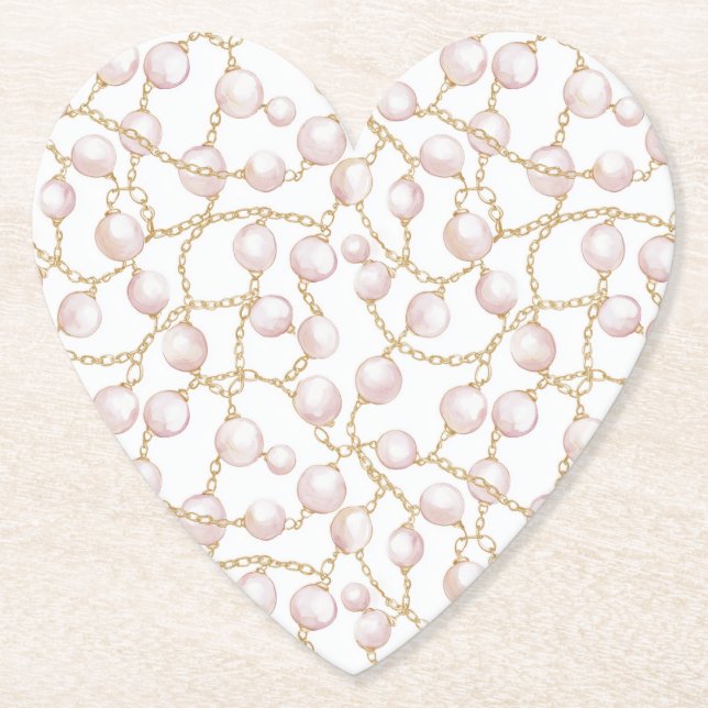 Gold Pink Glam Pearls   Underlägg Papper (Framsida)