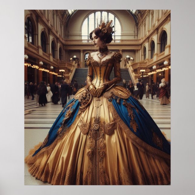 Gold Princess Steampunk Victorian Industrial Poster (Framsidan)