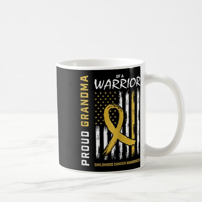 Gold Proud Grandma Childhood Cancer Awareness Amer Kaffemugg (Höger)