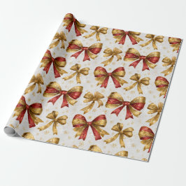 Gold Red Bows Christmas Presentpapper
