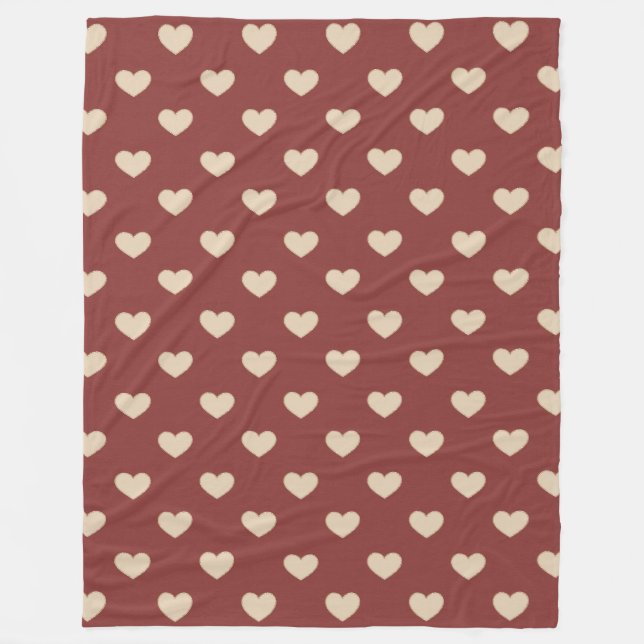 Gold Red Cream Glitter Hearts  Fleecefilt (Framsidan)