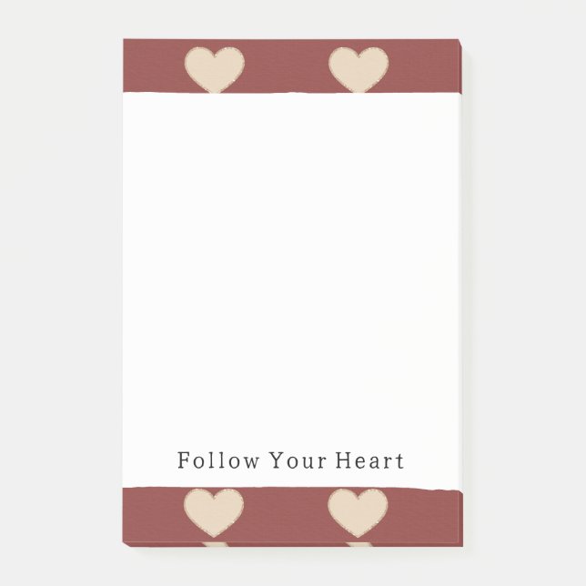 Gold Red Cream Glitter Hearts Valentine's Day Post-it Block (Framsida)