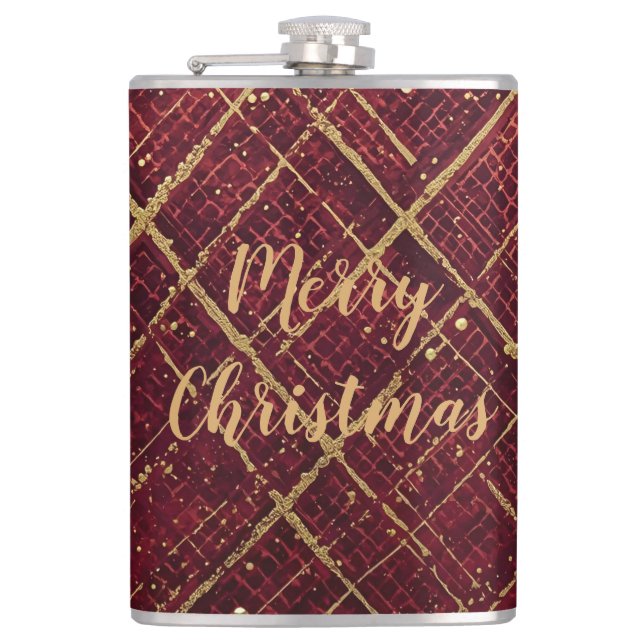 Gold Red Cross Pattern, Gold Merry Christmas Fickplunta (Framsidan)