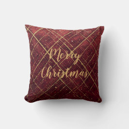Gold Red Cross Pattern, Gold Merry Christmas Kudde