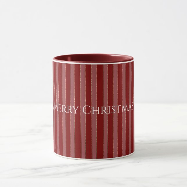 Gold Red Stripes Christmas Mugg (Center)