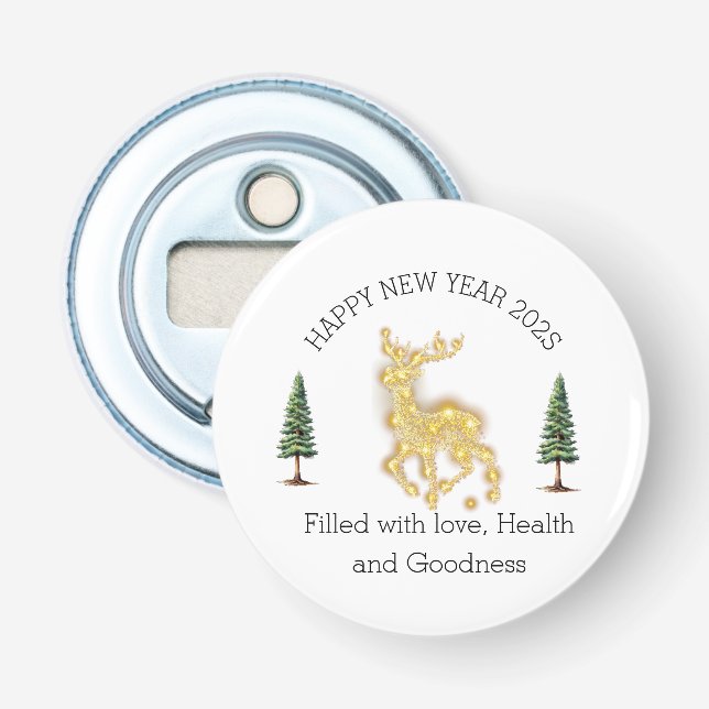 Gold Reindeer Bottle Opener – Elegant Holiday Bar  Flasköppnare (Framsidan)