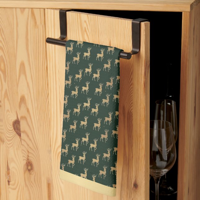 Gold Reindeer Winter Wonderland Kitchen Towels Kökshandduk (Thirds Fold)
