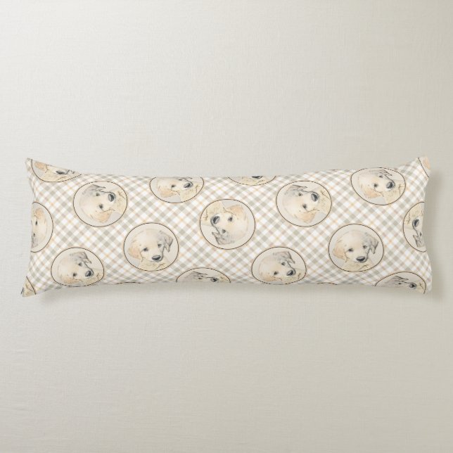 Gold Retriever Puppy Painting Original Hund Art Kroppskudde (Framsidan)