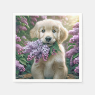 Gold Retriever-valp med lilacas Pappersservett