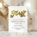Gold Retro Script Black White 40th Birthday Party Inbjudningar<br><div class="desc">This fun, retro-inspired 40th birthday party invitation features a classic white background with faux gold retro script and simple typography for the invitation text. The script on the front says "Forty". Customize this design further by adding a photo or additional text to the back simply by using the "design tool"....</div>