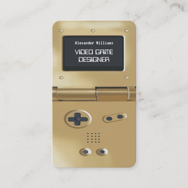 Gold Retro Style Gaming Console Game Designer Visitkort (Framsida)