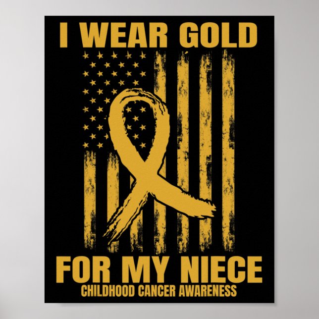 Gold Ribbon Niece Childhood Cancer Awareness Ameri Poster (Framsidan)