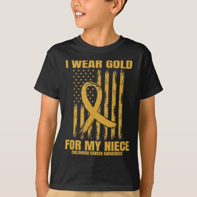 Gold Ribbon Niece Childhood Cancer Awareness Ameri T Shirt (Framsida)