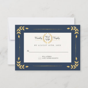 Gold RSVP Modern Laurel Leaf Wandedräkt OSA Kort