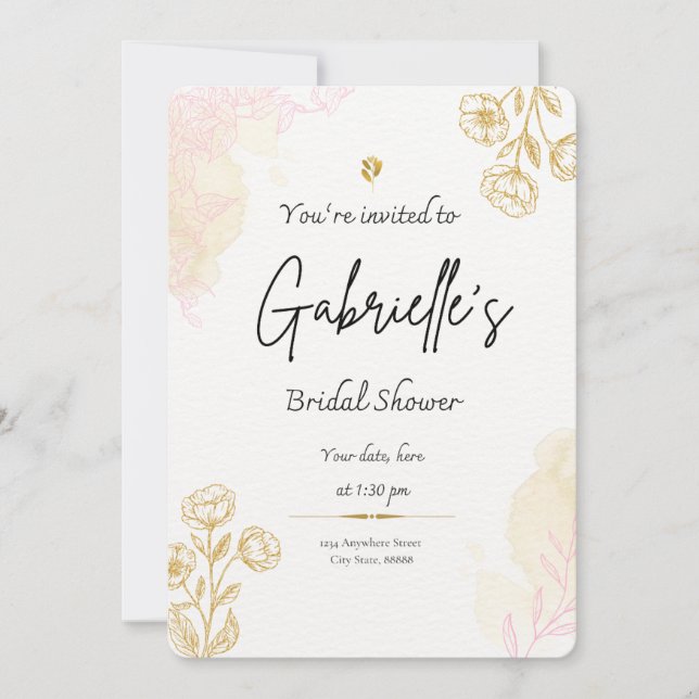Gold rustic Bridal shower invitation Inbjudningar (Framsida)