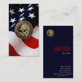 Gold Sacred Eastern Dragon Medallion on Red Velvet Visitkort