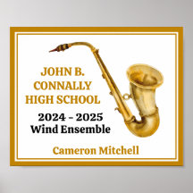 Gold Saxophone Player Personalized Band