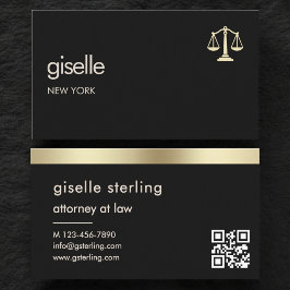 Gold Scales of Justice Attorney at Law Black Visitkort