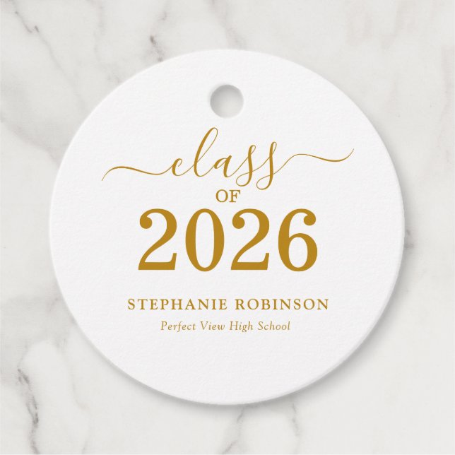 Gold Script Class of 2026 Modern  Gåvor Etiketter (Framsida)