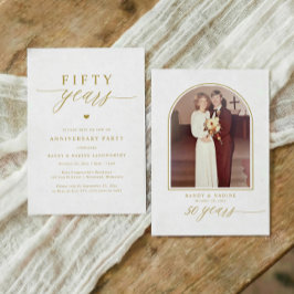 Gold Script Elegant 50th Wedding Anniversary Party Inbjudningar