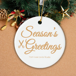 Gold Script Holiday Ornament for Stylists