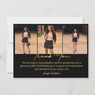 gold script photo graduation black thank you anteckningskort