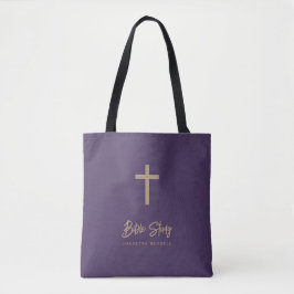 Gold Script Purple Personalized Bible Study Tygkasse
