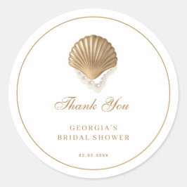 Gold Seashell Coastal Bridal Shower Thank You Runt Klistermärke