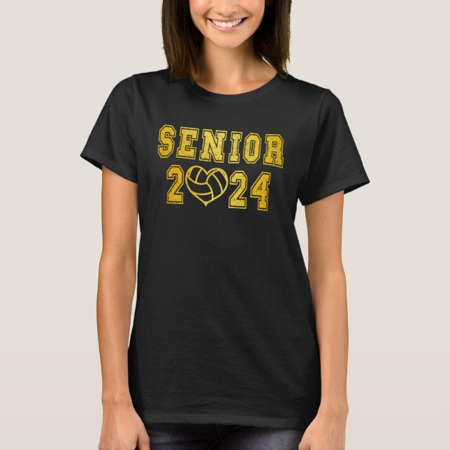 Gold Senior Volleyball Player Class of 2024 T Shirt (Framsida)