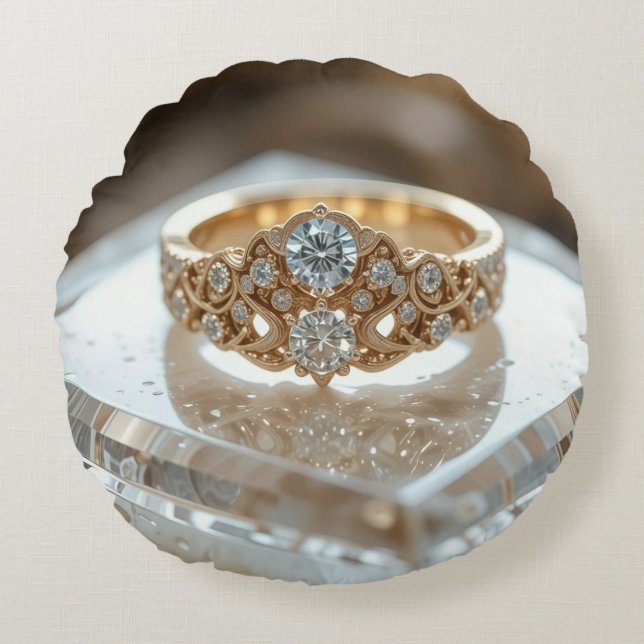 gold shinning diamond ring rund kudde (Framsidan)