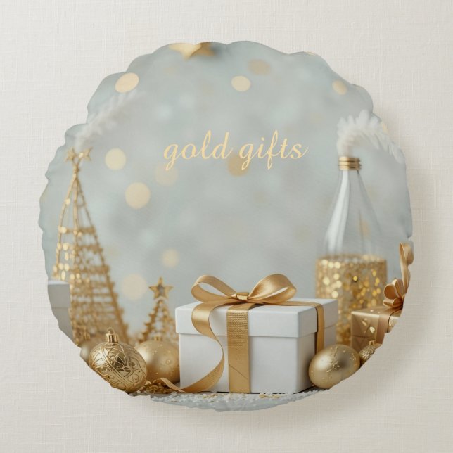 gold shinning presents rund kudde (Framsidan)