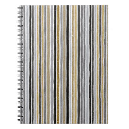 Gold Silver Black Blue Stripes Anteckningsbok